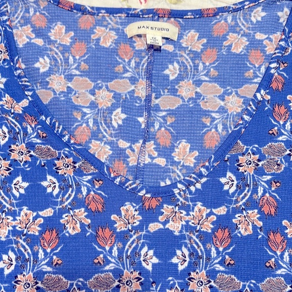 Max Studio tiered blue floral dress size 1X - Picture 3 of 3